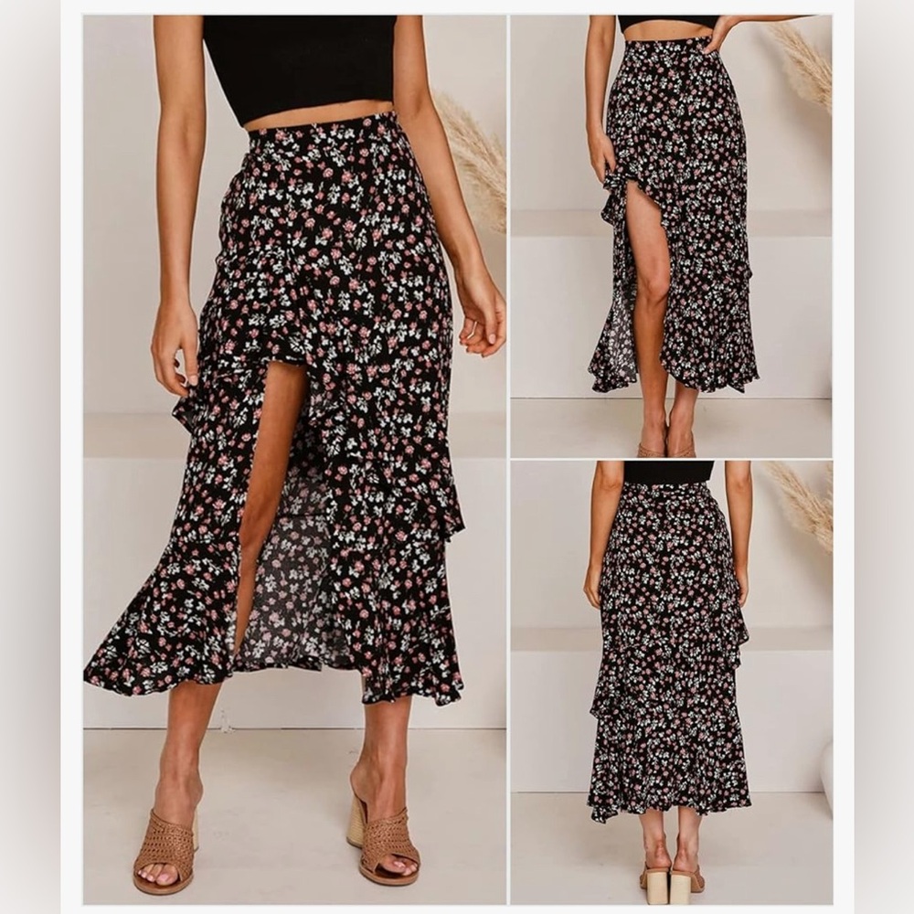 Women boho long floral skirt